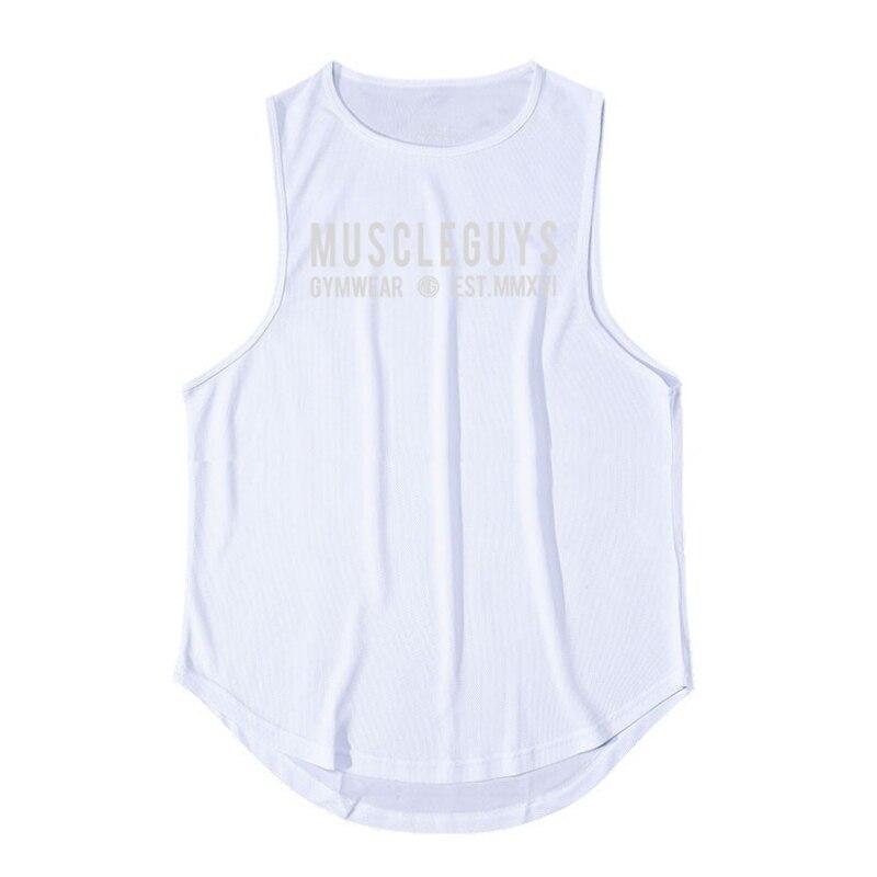 

Muscleguys Лето Новый Бренд Мужская Тренировка Быстрая Сухая Дышащий Танк Топ Бодибилдинг Открытый Бег Мужская Одежда XXL белый