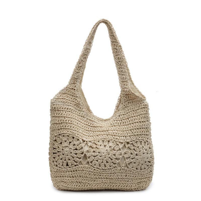 2025 New Seaside Resort Style Beach Handbag Hollow Woven Bag Simple Sen Casual One-shoulder Underarm one size покинуть белый
