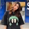 Summer New Large Size Fun Printing Short-sleeved T-shirt Fat Mm Versatile Loose Casual Pure Cotton Top Women