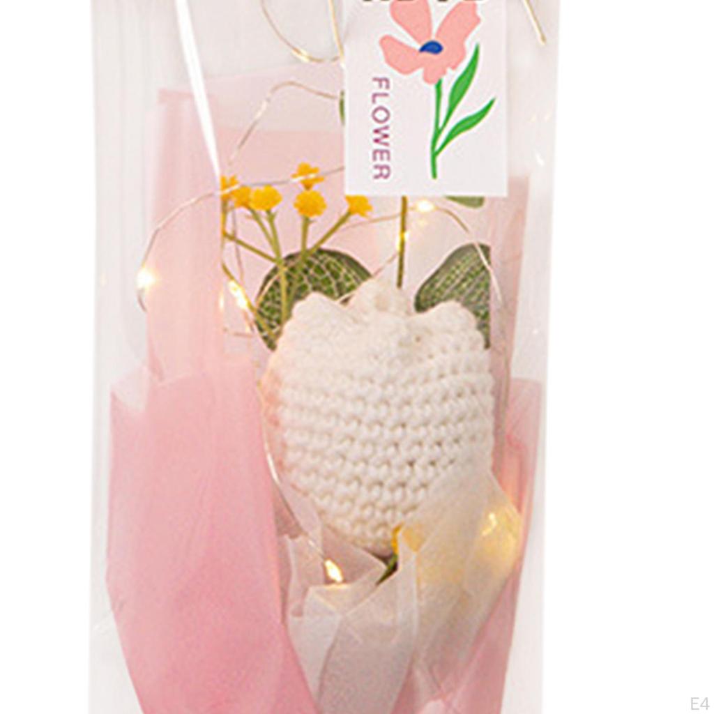 Fertiger Häkel-Tulpenstrauß mit Licht Künstliche Dekoration für Tischmittelstück