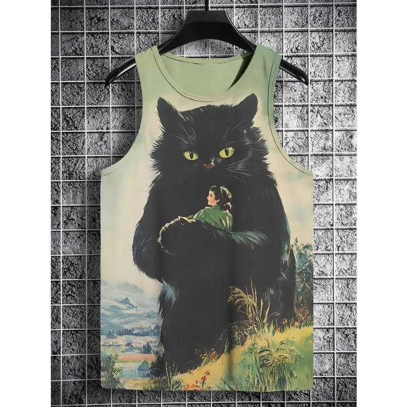 Summer Round Neck Funny Animal Pattern 3D Printed Top Fashionable Casual Sleeveless Women's Tank Tops