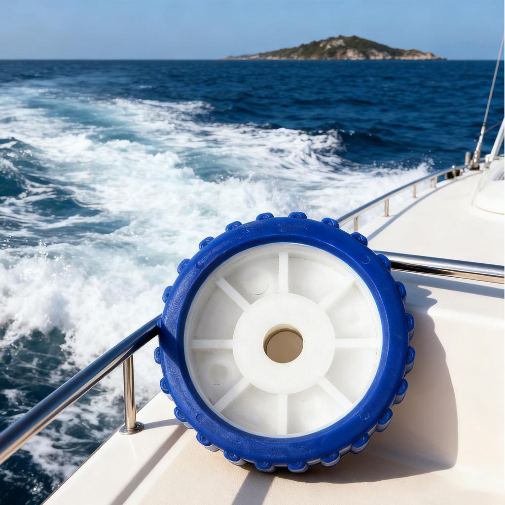 Adjustable Keel Support Rollers For Yacht Trailers Featuring Anti Skid Rubber Surfaces And Steel Brackets