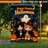 2D Flat, 2D Flat Printing Garden Flag 1pc, Halloween Animals Scene Single Sided Printing Garden Flag, Polyester, Yard Banner, Seasonal Festival Yard O