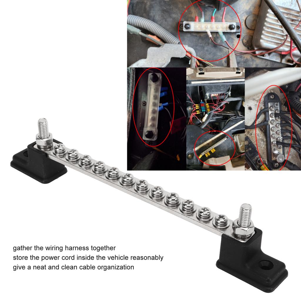 Terminal Bus Bar Power Distribution Terminal Block Wire Screw Electrical Grounding   Block for Cars Boats Yachts Pickup Trucks  