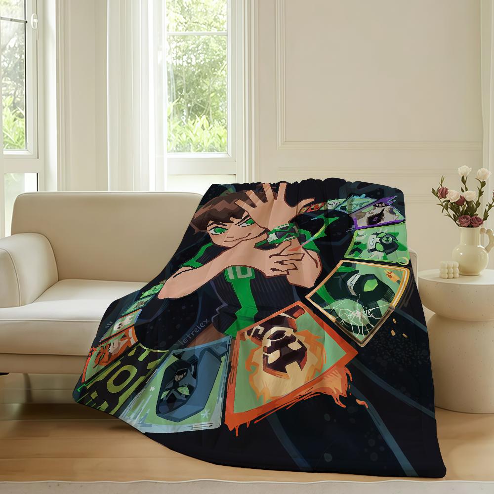 Adventure Cartoon B Ben 10 Blanket For Sofa Office Bed Plane Travel Sleep Read Relax Camping Soft And Warm