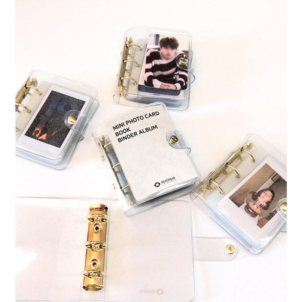 Hihaba Twinkle Glitter Mini Photocard Book 3-Round Binder Album + Insert + Zipper Bag