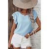 2026 Petal Sleeve Round Neck Short Sleeve T-shirt Fashion Women O Neck Summer Blouse Short Sleeve Elegant Solid Color Casual Ruffled Tops Ladies Shirt