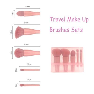 Makeup Brush Set 5 Pcs Professional Travel Small Makeup Brushes with Brush Case, Cosmetics Brushes for Foundation, Eyeshadow, Powder, Blush Brush Kit