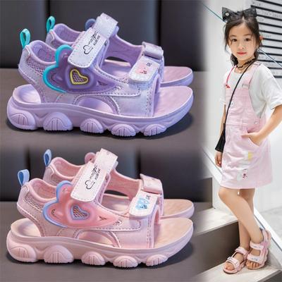 Big Middle Kids Open Toe Beach Sandals, Korean Soft Sole Girls Sports Summer Shoes