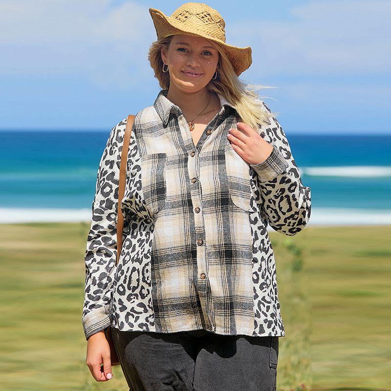 

American Shiying Winter New Arrival Plaid Shirt Outwear Women 2025 Trendy Easiest for Match Plus Size Jacket Women Black 4XL fit (90.00 kg-100.00 kg