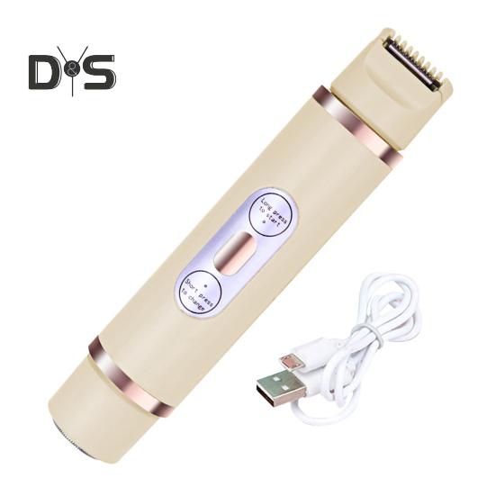 

Женская электробритва USB перезаряжаемая двойная головка IPX7 водонепроницаемая портативная для лица, тела, зоны бикини, рук, ног, эпилятор, бритва, триммер бежевый