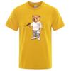 Gentleman Teddy Bear Playing Golf Men T Shirts Summer Cotton Sweat T-Shirts Breathable Loose Clothes Hip Hop Street Short Sleeve