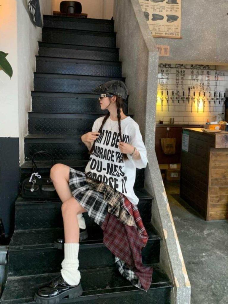 Women's Plus Size Retro Letter Print Cotton T-Shirt - Loose Fit, Trendy Streetwear