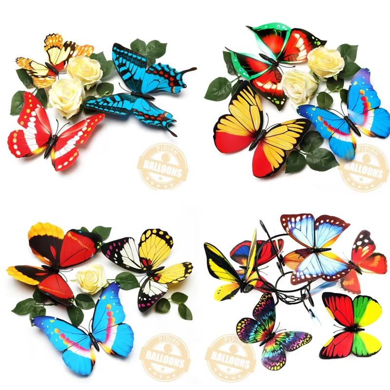 

PVC Simulated Butterfly Creative Beautification 3D Three-Dimensional Wall Sticker Living Room Bedroom Childrens Party Decoration 10pcs