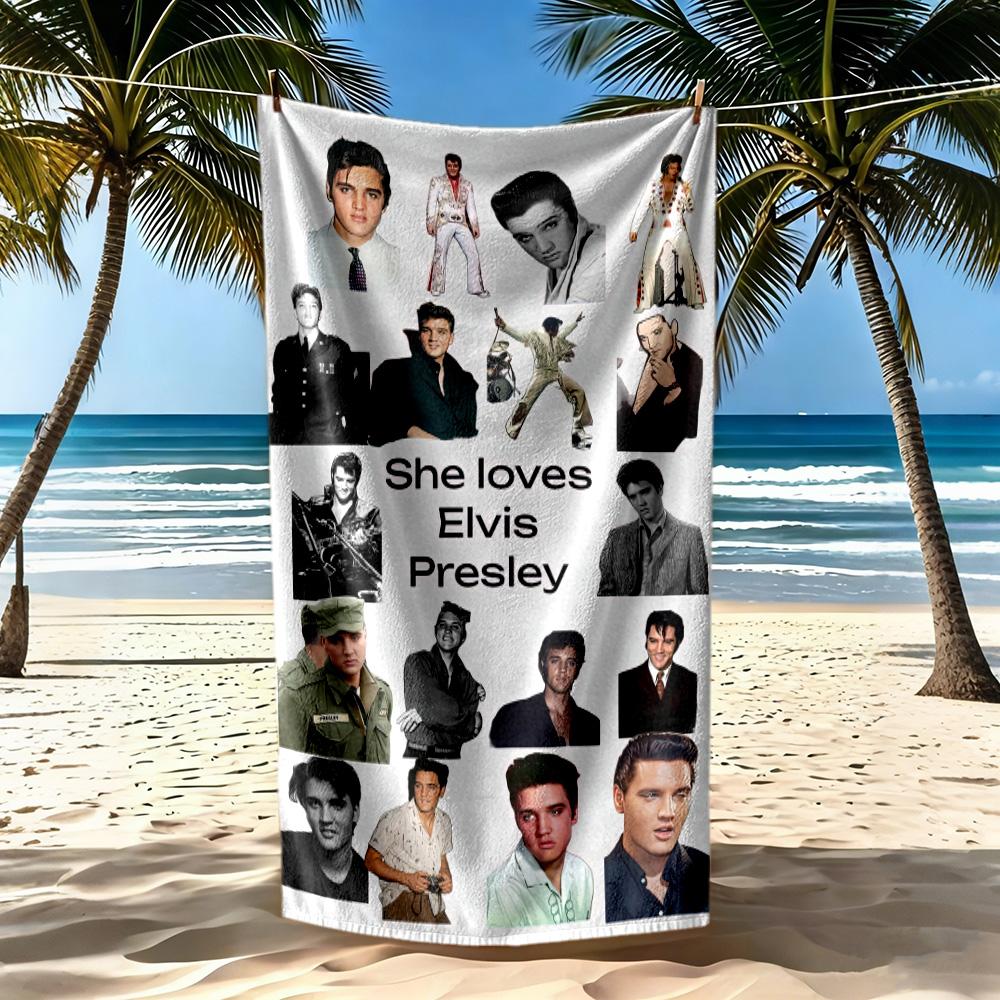 Elvis Beach Towel High Absorbency Quickdry Comfortable Lightweight Suitable For Sports Travel Swimming Yoga Bathroom Beach And Pool