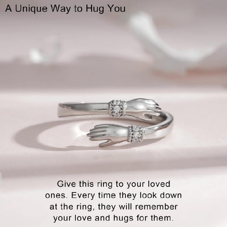 Words-Hugging Hands Open Ring Friendship Jewelry Gift Adjustable Antique Rings
