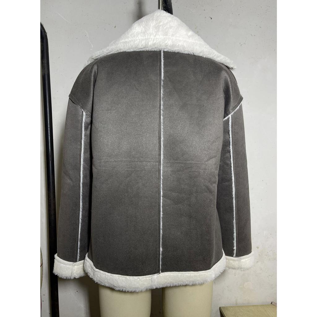 2026 New Women's Faux Fur Collar Jacket, Winter Warm Plush Cozy Casual Outwear with Fashionable Lapel Design for Cold Weather