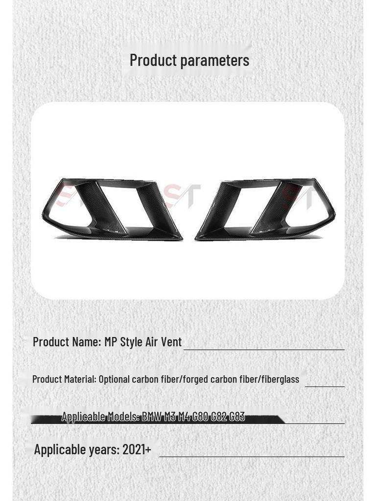 BMW G80/G82/G83 M3/M4 Front Bumper MP Style Dry Carbon Fiber Air Vent