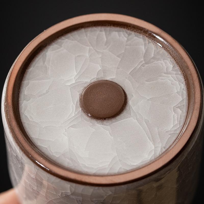 Ceramic Ice Flower Glaze Tea Cup Set: Water-Resistant, Large Thumb Ring, Four Seasons Gift Box.