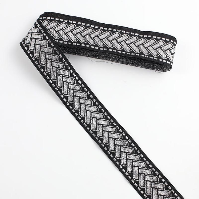 Traditional Ethnic Lace Trim with Black & White Patterns for Clothing, Carpets, & Accessories
