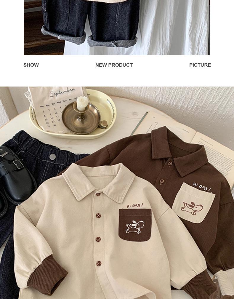 Boys' Autumn 2025 Fashionable Outing Baby Shirt Set for Spring/Autumn Season