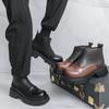 Mode Herren Modische Chelsea Boots Dunkelbraun High-Top Dicksohlige Lederschuhe Modische Spitzschuhe Marke Herren Stiefel Größen 38-46