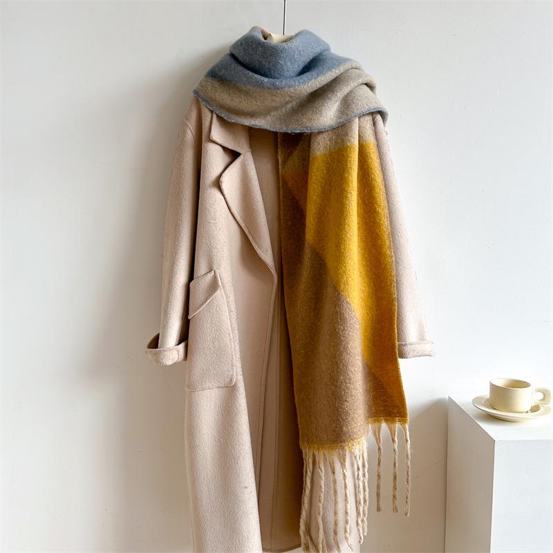 Women Autumn Winter Scarf For Female Fashion Tassel Long Neckerchief Men Intensification Warm Shawl Europe America Elegant Wraps