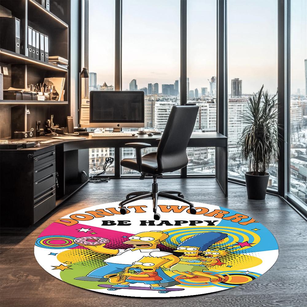 THE SIMPSONS Printed Round Rug Carpet Chair Rug Area Rug Entryway Doormats,for Office Chair Living Room Bedroom Kitchen Room.