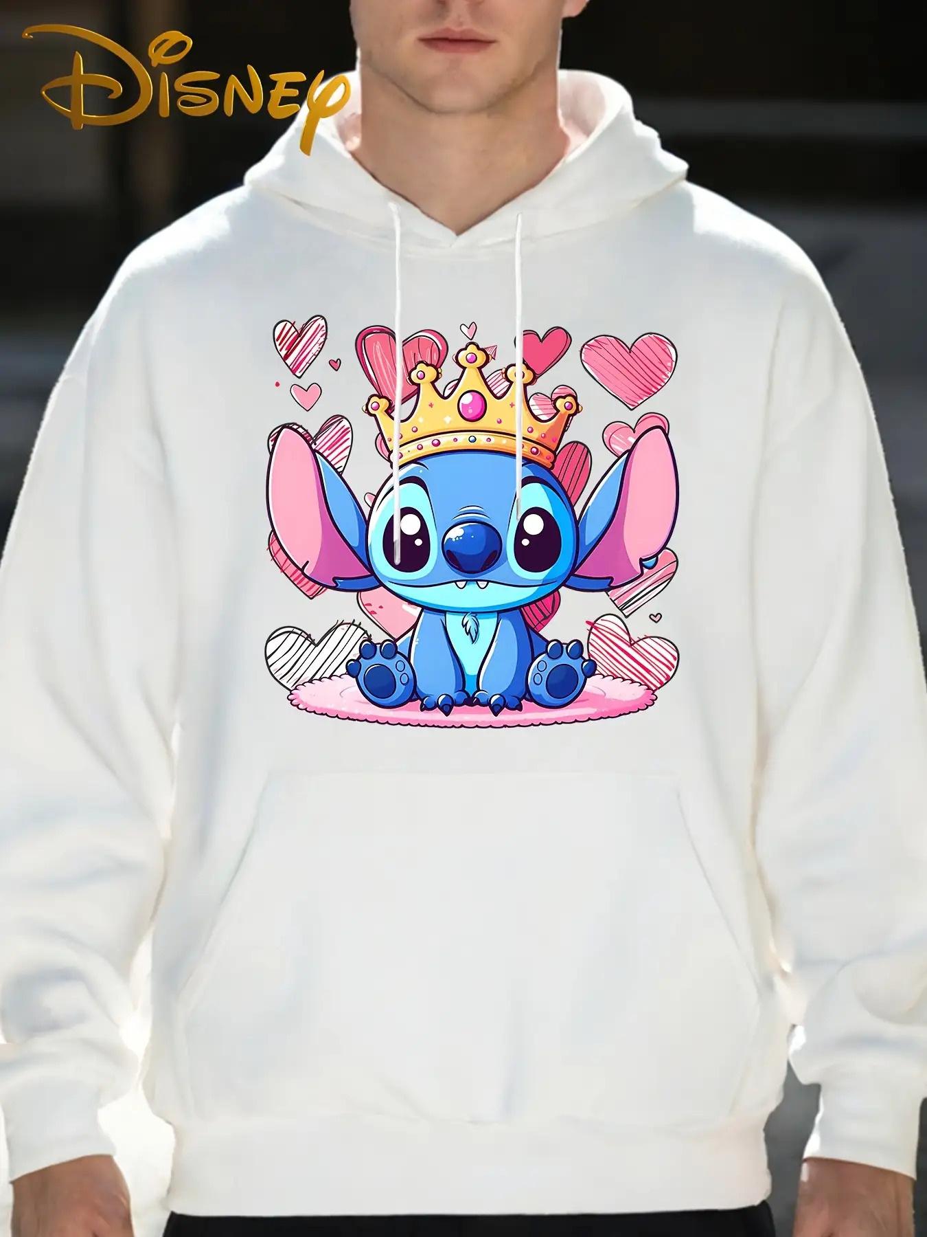 

Disney Lilo and Stitch Couple Matching Hoodies, Women s and Men s Loose Winter Clothing Stitch Emojis, Disney Fan Clothing S