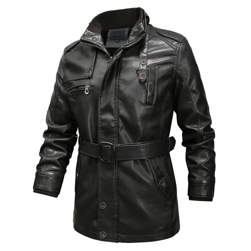 

Мужская куртка из искусственной кожи Locomotive Washed Leather Jacket, куртка из искусственной кожи European and American Fat Guy Foreigner Large Size M чёрный