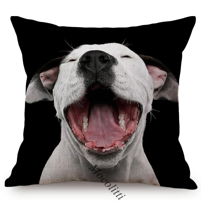Pet Dog Portrait Print Sofa Throw Pillow Case Dachshund Terrier Samoyed Living Room Chair Decoration Cushion Cover Cojines