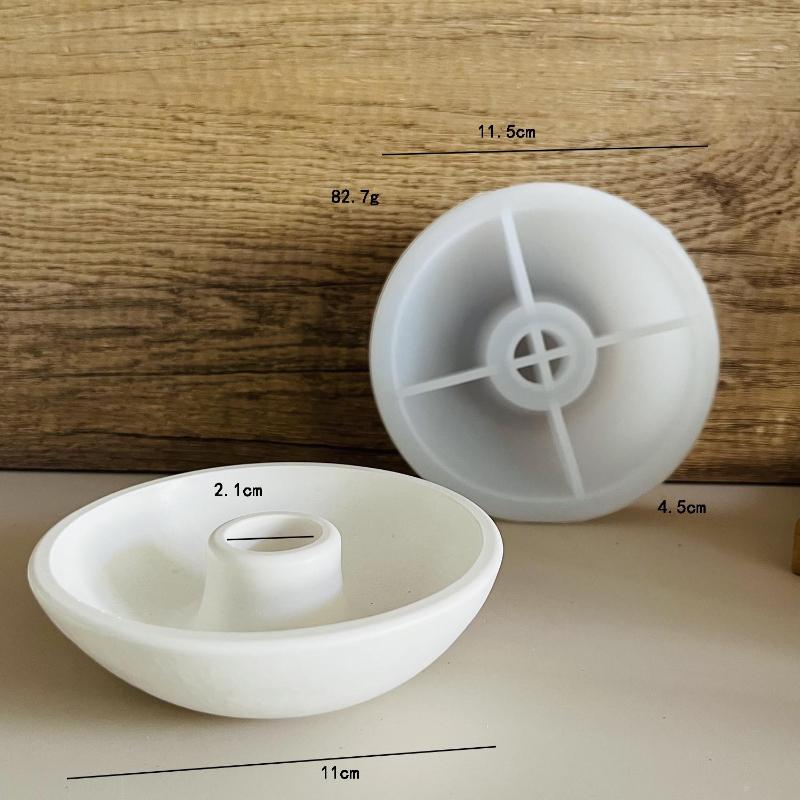 DIY Handmade Round Candle Bowl Insertion Platform Candle Bracket Concrete Ceramic Mold Resin Candlestick Craft Mold