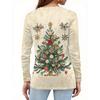 Women's Fashion Casual Slit Hem Round Neck Long Sleeve Loose Christmas Printed T-Shirt Ladies Top