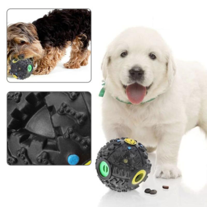 Dog Cat Pet Giggle Ball Tough Treat Sound Activity Training Squeaky Chew Fun Toy