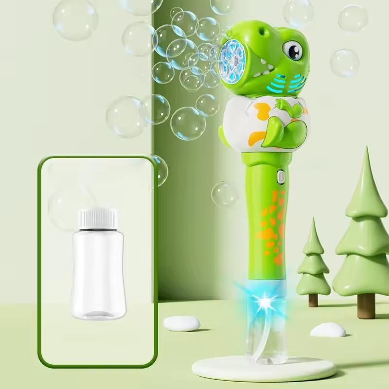 Cute Dinosaur Bubble Gun Electric Bubble Machine with Light Handheld Bubble Blowing Toy Automatic Soap Blower Summer Outdoor Toy