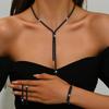 4PC Women's Fashion Geometric Necklace Earrings Bracelet Zircon Set Suitable for Wedding, Party, Festival Gifts-8604