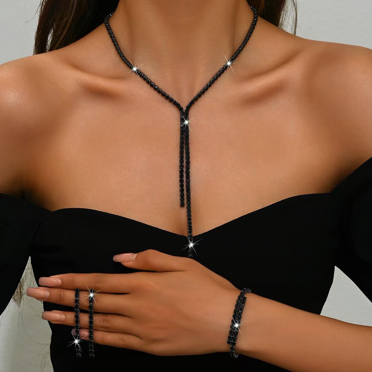 

4 шт. Женский модный геометрический набор ожерелье, серьги, браслет с цирконом, подходит для свадьбы, вечеринки, фестиваля, подарки-8604