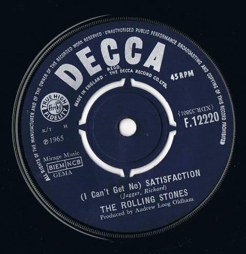

7inch Record ROLLING STONES I Cant Get No Satisfaction F12220 DECCA 1965 UK Rock Used