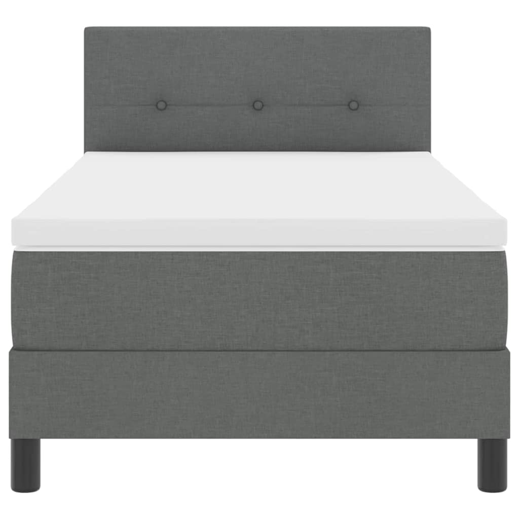 Box Spring Bed with Headboard Dark Grey 100 x 200 cm Fabric