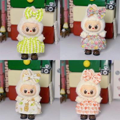 Miniaturkleid Schleife Anzug für 17cm Labubu Puppen Niedliche DIY Puppenkleidung Modeaccessoires Liebliches Outfit Geschenke für Mädchen Freunde