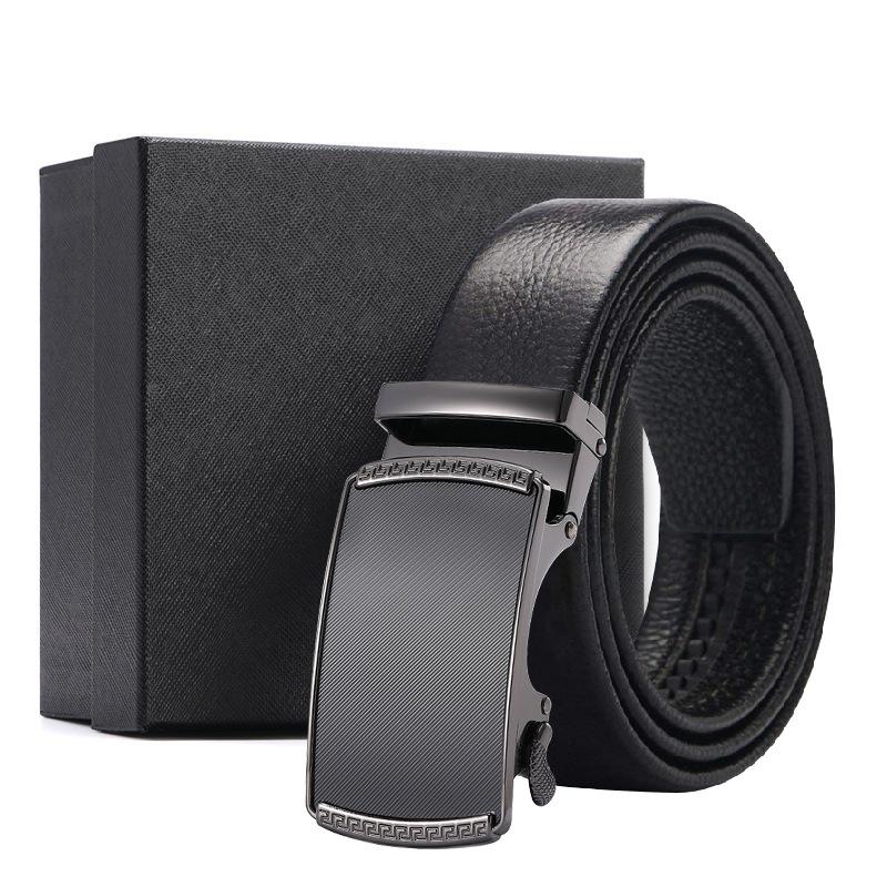 Leather Belt Men's First Cowhide Business Gift Belt Men's Belt Automatic Buckle