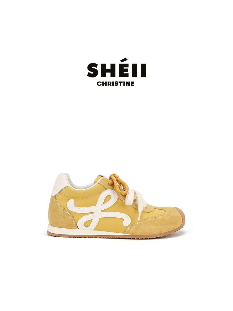 

7Cm inner height increase version~ retro small crooked head mandarin duck shoelaces casual moral training shoes women s 2025 spring new Forrest Gump 40