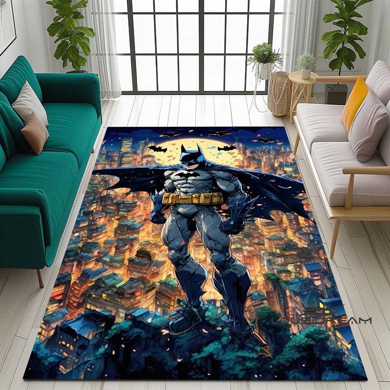 Cartoon Classic: Batman Area Rug — Batman Logo Accent Rug for Living Rooms & Kids' Bedrooms — Comfortable, Non-Slip, and Durable