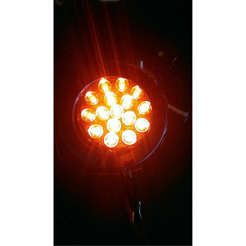 New Car Truck 16-LED 12V-24V Round Clear Lens Red Tail Lights Back-up Reverse Lamps