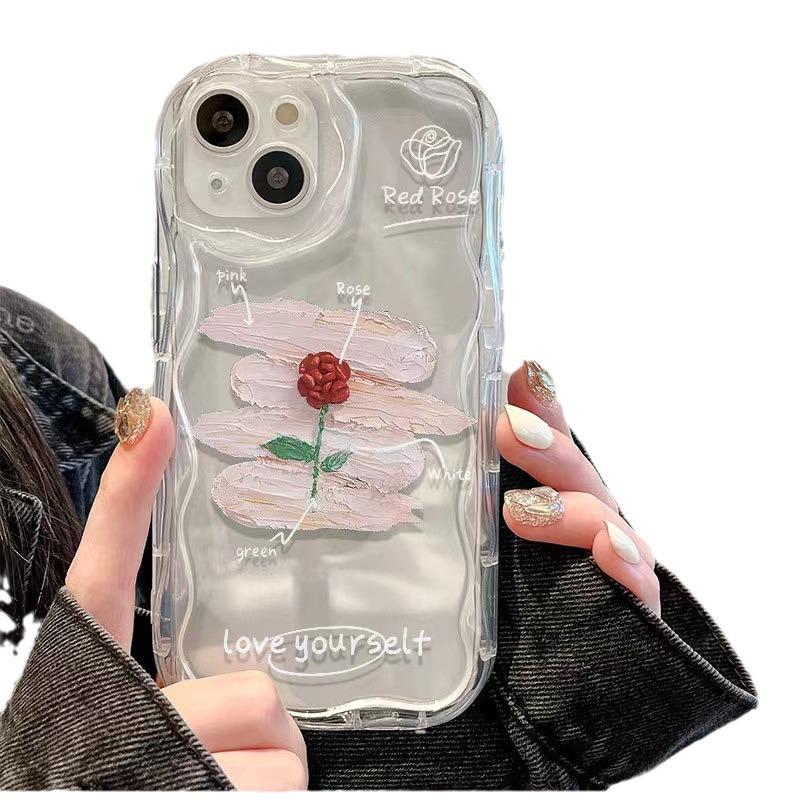 Pigment Rose iPhone 17 Pro/16 Pro Max/15/14/13 Transparent Phone Case for Girls