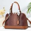 Shell Shape Pu Handbag For Women With Crocodile Pattern And Contrast Elements For Daily Use