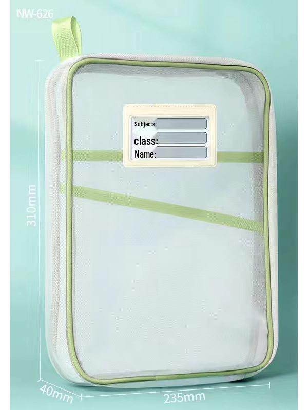 

L-образная прозрачная сетчатая сумка-тоут формата A4 для классификации предметов и хранения экзаменационных работ Large L-shaped Open [Thickened] зелёный