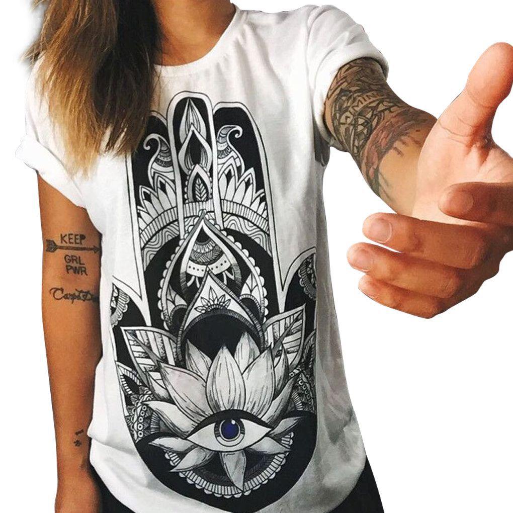 Damen Eule Buchstaben Grafik Bedrucktes Rundhals Kurzarmshirt