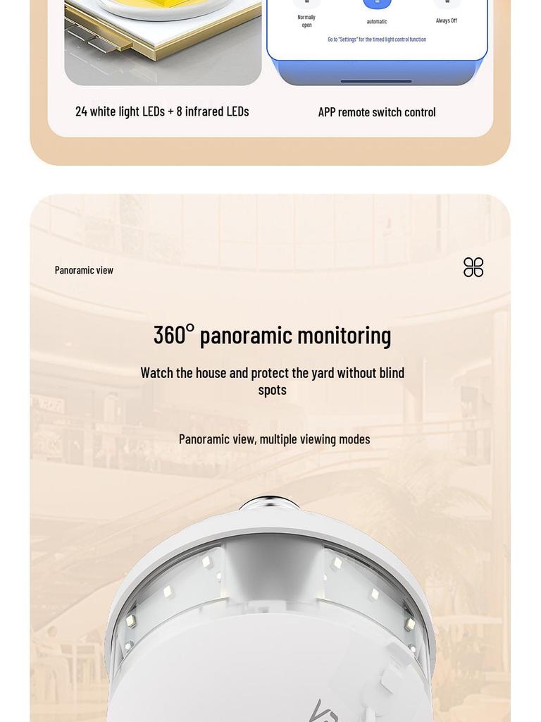 V380 E27 Wireless WiFi Panoramic Fisheye Bulb Camera