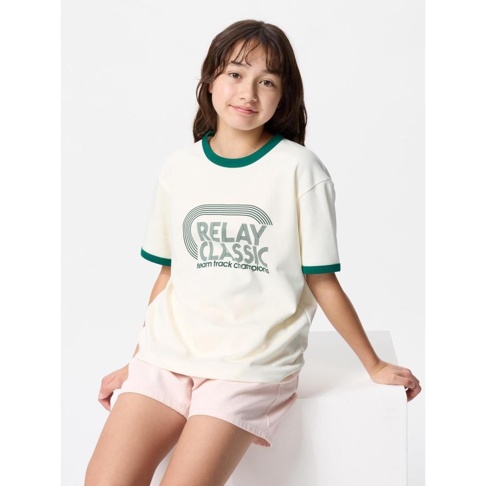 Uniqlo Kids Airism CoTTon Graphic Crewneck T  Ringer 